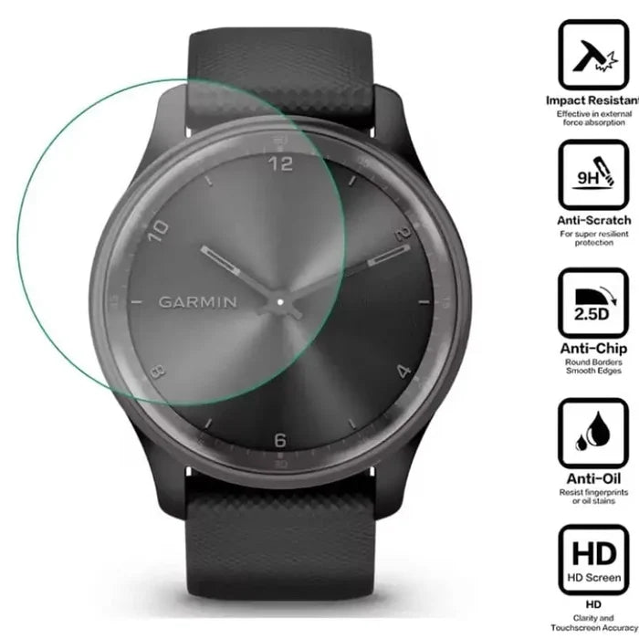 Set of five Habicare Garmin Vivomove Trend screen protectors for watch display protection.