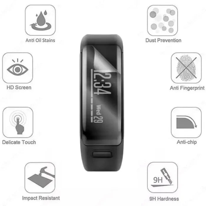 Set of five Habicare Garmin Vivosmart HR screen protectors for watch display protection, high-quality and easy to install.