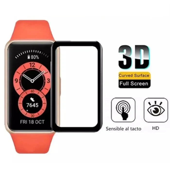 Set of five Habicare screen protectors for Huawei Band 6 smartwatch, offering clear protection for the watch screen.