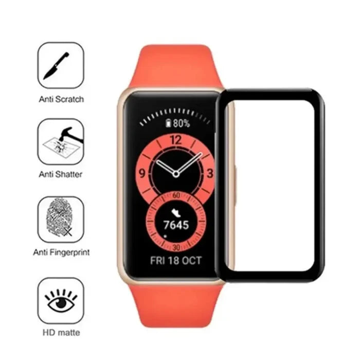 Set of five Habicare Huawei Band 6 screen protectors for watch screens, providing durable, clear protection for your fitness tracker.