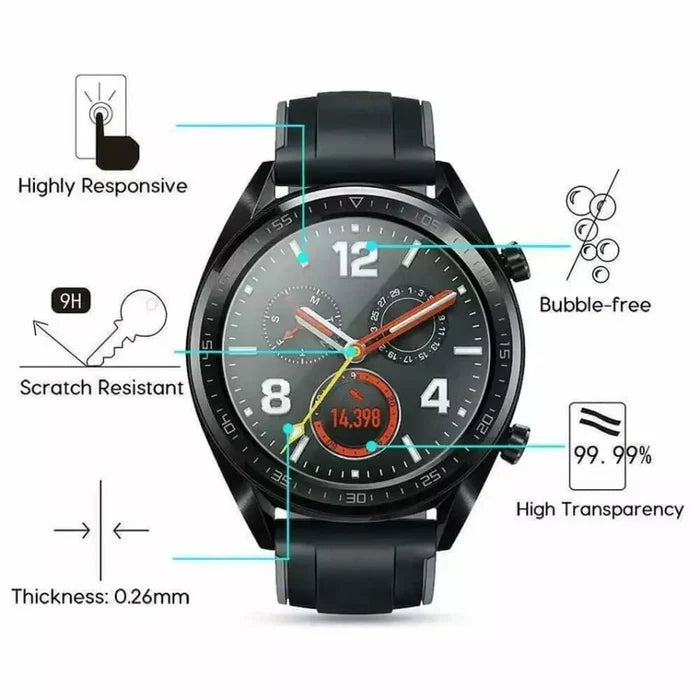 Habicare screen protectors for Huawei GT 2 46mm smartwatch, pack of 5, clear protective film for watch display.