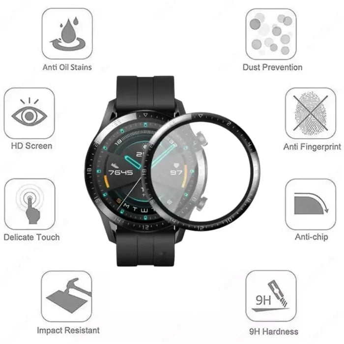 Set of five Habicare screen protectors for Huawei GT 2 46mm watch, showcasing clear, protective film for smartwatch screens.