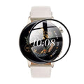 Pair of Huawei GT3 42mm watch screen protectors, clear and durable, shown on a smartwatch with a white strap.