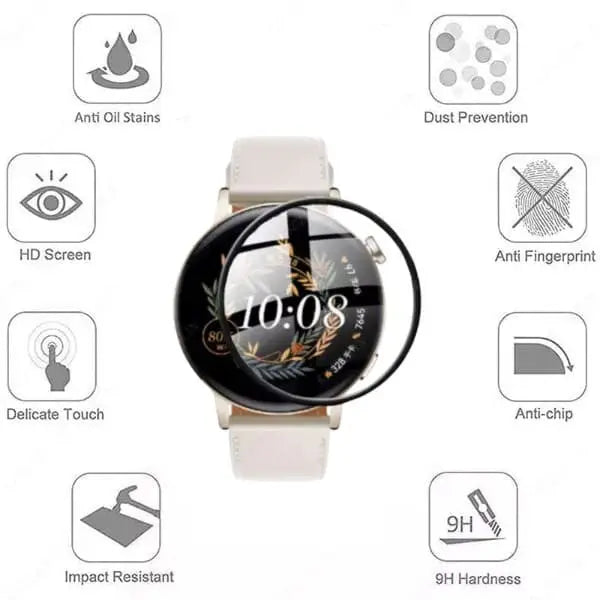 Habicare screen protectors for Huawei GT3 42mm smartwatch, pack of five, clear protective film for watch screens.