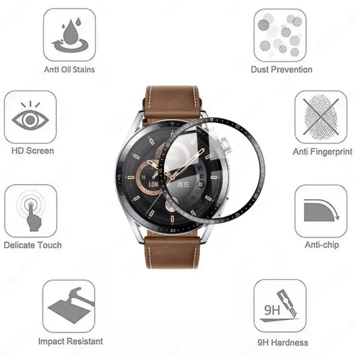 Set of five Habicare screen protectors for Huawei GT3 46mm smartwatch, clear protective film for watch screen.