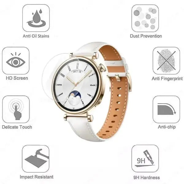 Set of five Habicare screen protectors for Huawei GT4 41mm smartwatch, clear protective covers for watch screens.
