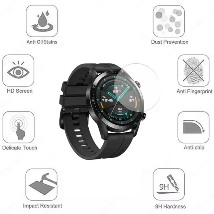 Set of five Habicare screen protectors for Huawei Watch GT 42mm, designed to shield the watch display from scratches and damage.