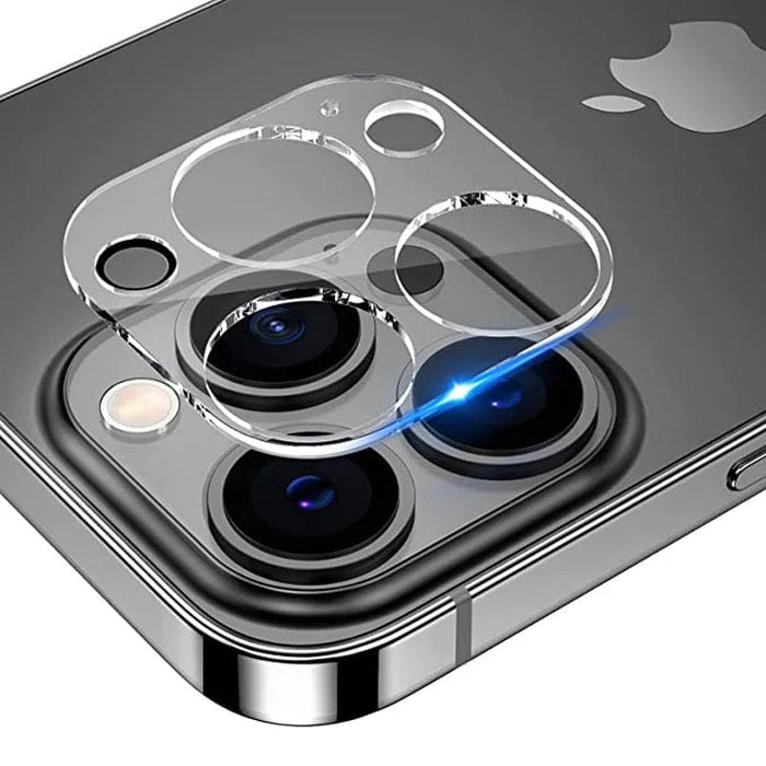 Pair of 9eight5 iPhone 11 camera screen protectors showing clear, precise fit for camera lenses in a pack of two