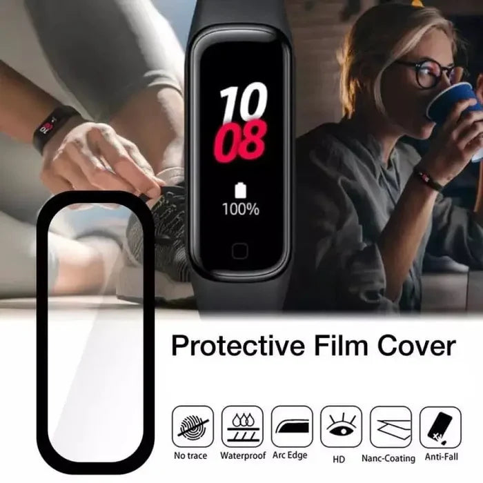 Set of five Habicare screen protectors for Samsung Galaxy Fit 2 smartwatch, designed to shield the watch display from scratches.