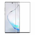 Two 9eight5 screen protectors for Samsung Galaxy Note 10 Plus, showing clear, durable tempered glass covers with precise cutouts.