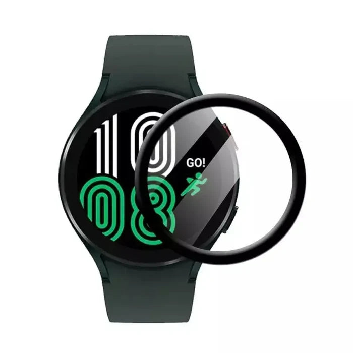 Set of five Habicare screen protectors for Samsung Galaxy Watch 4 44mm, designed to shield the watch face from scratches.