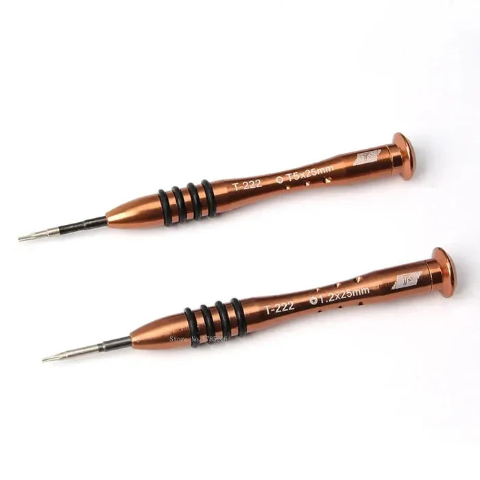 Habicare HBC screwdriver set with 1.2mm P5 and T5 bits, featuring five different sets for precise screwdriving tasks.
