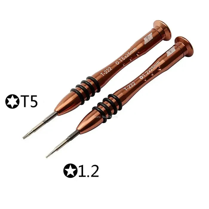 HBC Habicare screwdriver set with 1.2mm P5 and T5 bits, featuring five different sets for precision screwdriving tasks.