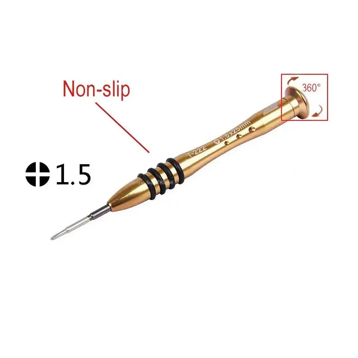 Habicare HBC screwdriver set with 1.2mm P5 and T5 bits, featuring five different sets for precise screwdriving tasks.