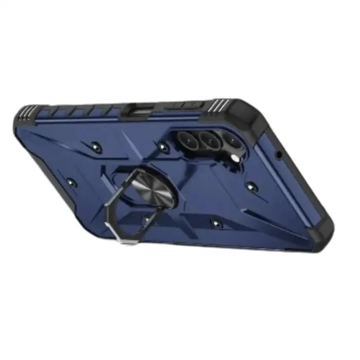Blue Shockproof Armor Case for Samsung Galaxy A and S Series by Habicare, featuring rugged protective design and precise cutouts.