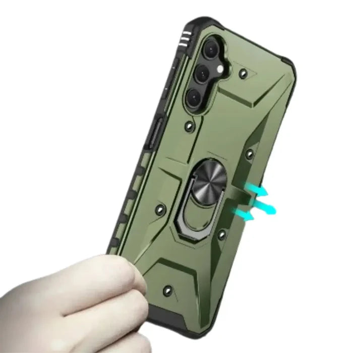 Green Habicare Shockproof Armor Case for Samsung Galaxy A and S series, durable protective phone cover with rugged design.