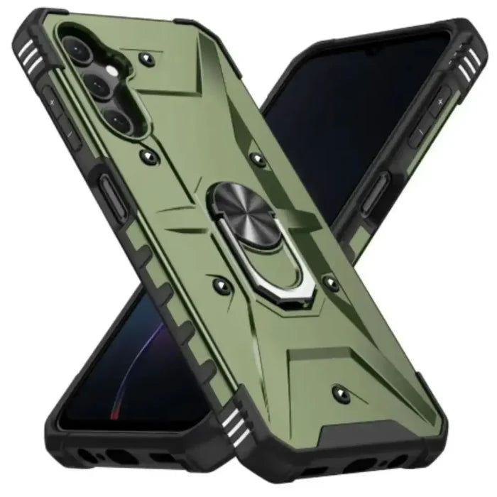 Green Shockproof Armor Case for Samsung Galaxy A and S Series by Habicare, showcasing rugged protective design.