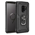 Black shockproof ring holder case for Samsung Galaxy by Habicare, designed for durability and secure grip.
