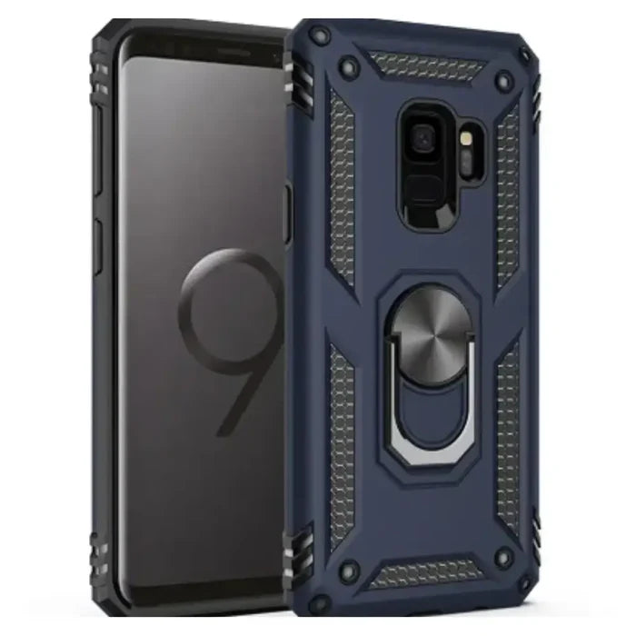 Habicare 9eight5 navy shockproof ring holder case for Samsung Galaxy series with durable protective design.