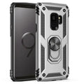 Silver Shockproof Ring Holder Case for Samsung Galaxy by Habicare, sturdy protective cover with ring grip for secure handling.