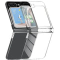 Transparent shockproof cover for Galaxy Z Flip 5 and 6 by 9eight5, providing protection and clear visibility.