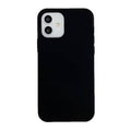 Black silicone case for iPhone 11 by 9eight5, showing a snug fit and smooth texture on the device.