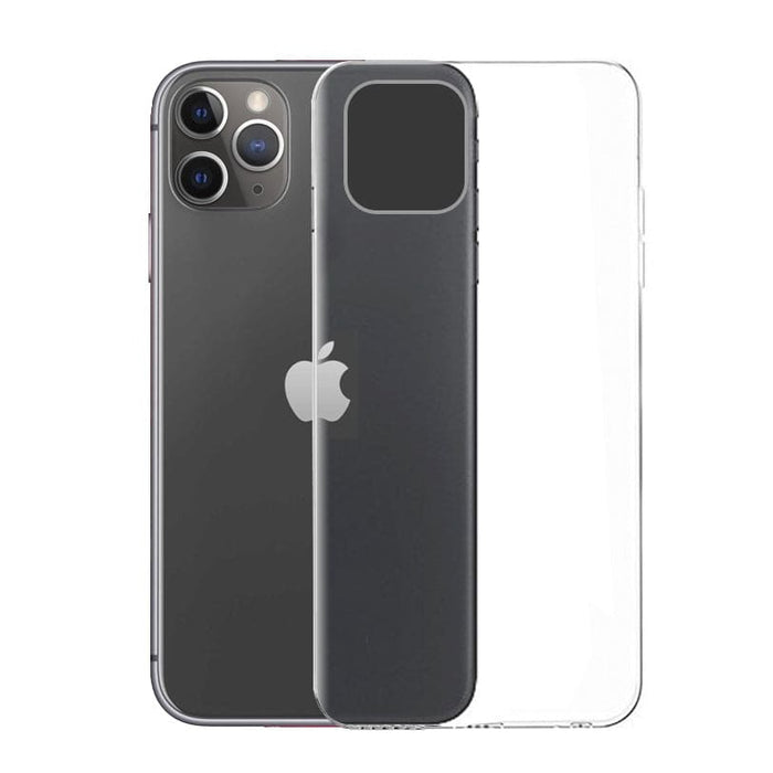 Clear silicone phone case for iPhone 11 Pro Max by 9eight5, showing a slim, transparent protective cover with precise cutouts.