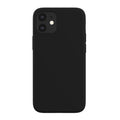 Black silicone case for iPhone 12 Mini (5.4”) by 9eight5, showing a close-up of the sleek, protective phone cover.