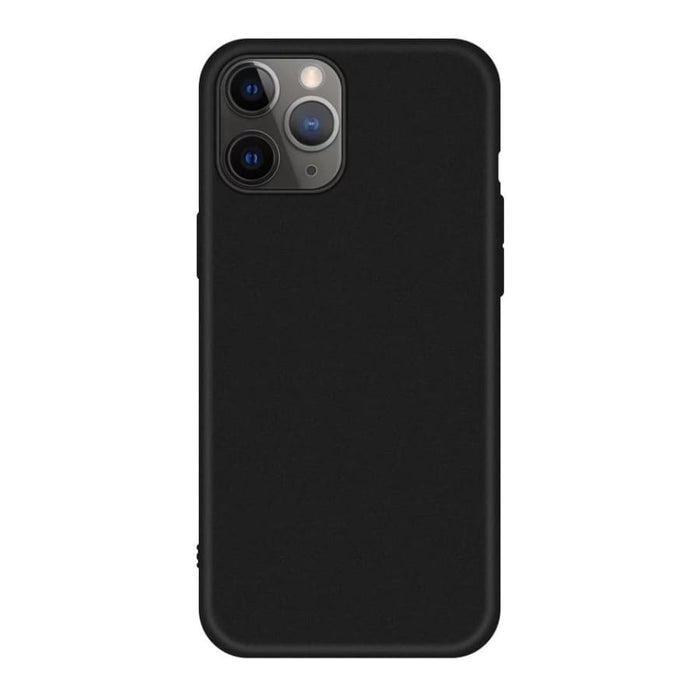 Black silicone case for iPhone 12 Pro Max 6.7-inch by 9eight5, showing a soft, flexible protective cover with precise cutouts.