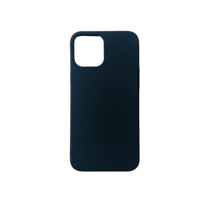 Black silicone case for iPhone 12 Pro Max (6.7-inch) by 9eight5, showing the fitted protective cover on the phone.