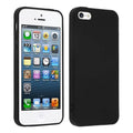 Black silicone case for iPhone 5/5s/SE by 9eight5, showing a snug fit and smooth texture on the device.