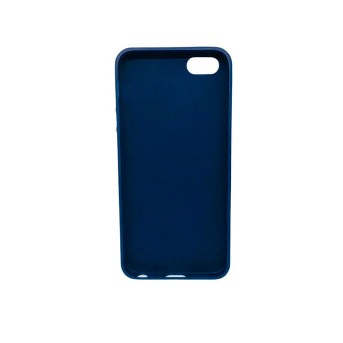 Navy blue silicone phone case for iPhone 5, 5s, and SE by 9eight5, showing the protective cover on the device.