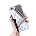Silver mirror silicone case for iPhone 6 Plus/6s Plus by 9eight5, featuring a sleek reflective finish and soft protective material.