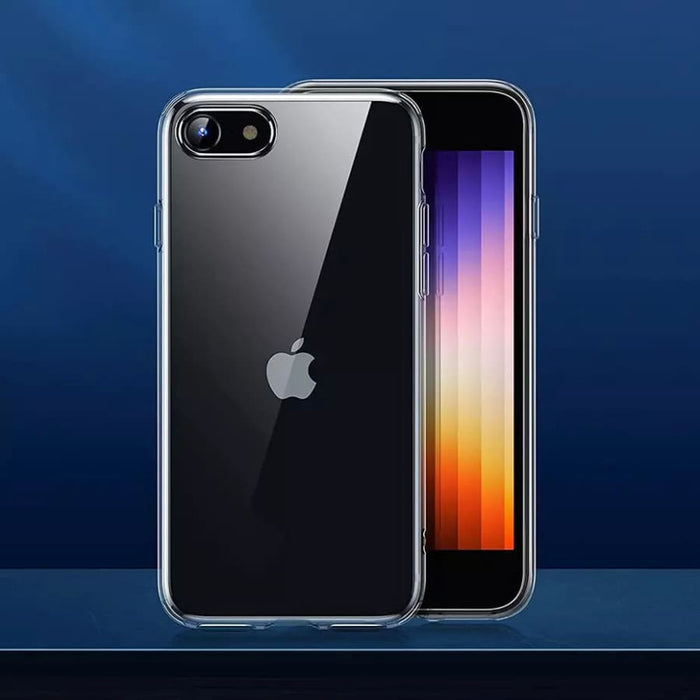 Clear silicone case for iPhone SE (2nd and 3rd gen) by 9eight5, showcasing a slim, protective phone cover with transparent design.
