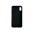Black silicone phone case for iPhone X/XS by 9eight5, showing a sleek protective cover on the device.