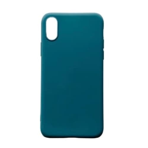 Turquoise silicone phone case for iPhone X/XS by 9eight5, showcasing a slim, protective design with smooth texture.