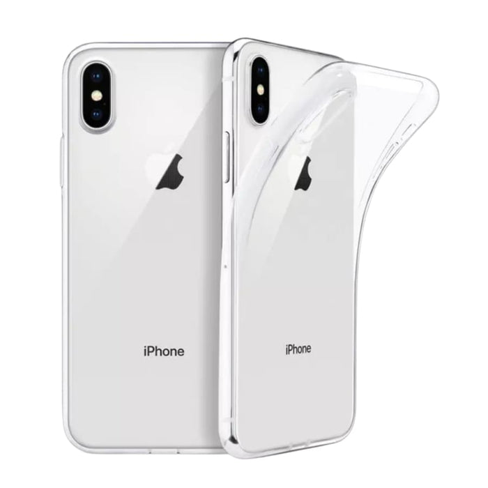 Silicone phone case for iPhone X and XS by 9eight5, showing a sleek, flexible protective cover in a neutral color.