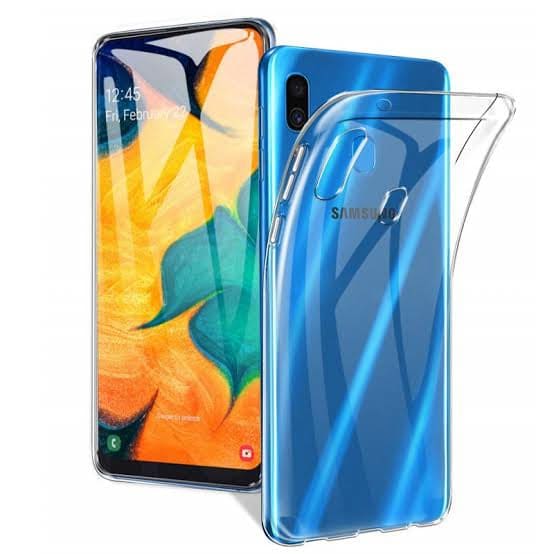 Silicone phone case for Samsung Galaxy A20 and A30 by 9eight5, showing a smooth, flexible protective cover.