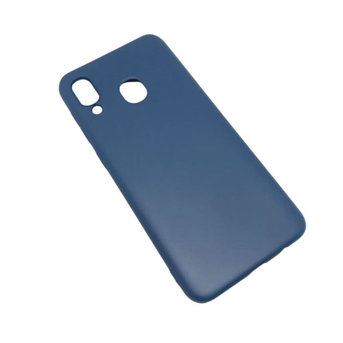 Silicone phone case for Samsung Galaxy A20/A30 by 9eight5, showing smooth, flexible material with precise cutouts for buttons and camera.