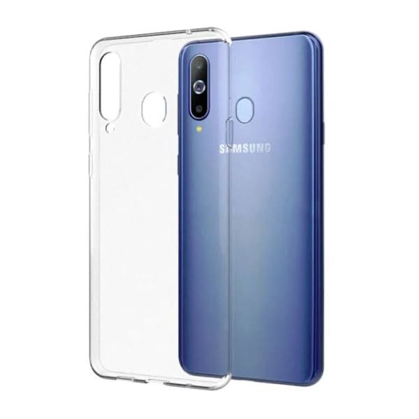 Clear silicone case for Samsung Galaxy A40 by 9eight5, showcasing a slim, flexible phone case with precise cutouts and smooth finish.