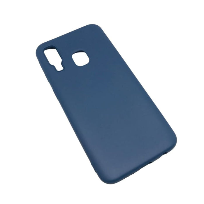 Silicone case for Samsung Galaxy A40 in black, designed by 9eight5, showing a snug fit and smooth texture.