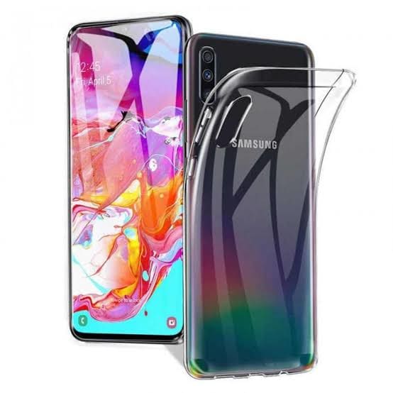 Clear silicone case for Samsung Galaxy A50/A50S by 9eight5, featuring a slim, flexible design for protection and style.