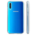 Clear silicone phone case for Samsung Galaxy A70 by 9eight5, showing the flexible, transparent material fitted on the device.