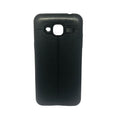 Black silicone phone case for Samsung Galaxy J3 (2016) by 9eight5, showing the textured exterior and precise cutouts.