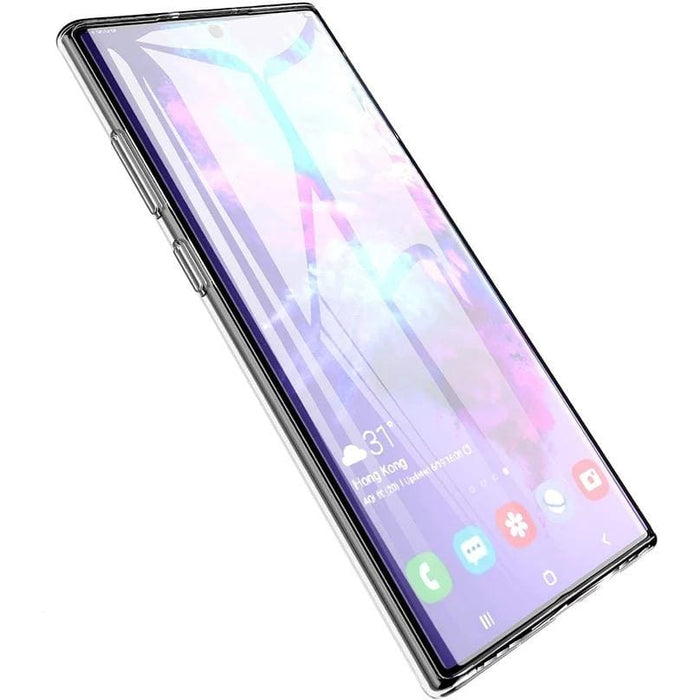 Clear silicone case for Samsung Galaxy Note 10 by 9eight5, showing a sleek, transparent protective cover for the phone.