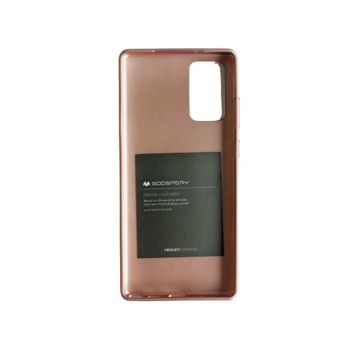 Rosegold silicone phone case for Samsung Galaxy Note 20 by 9eight5, showing smooth, flexible material with precise cutouts.