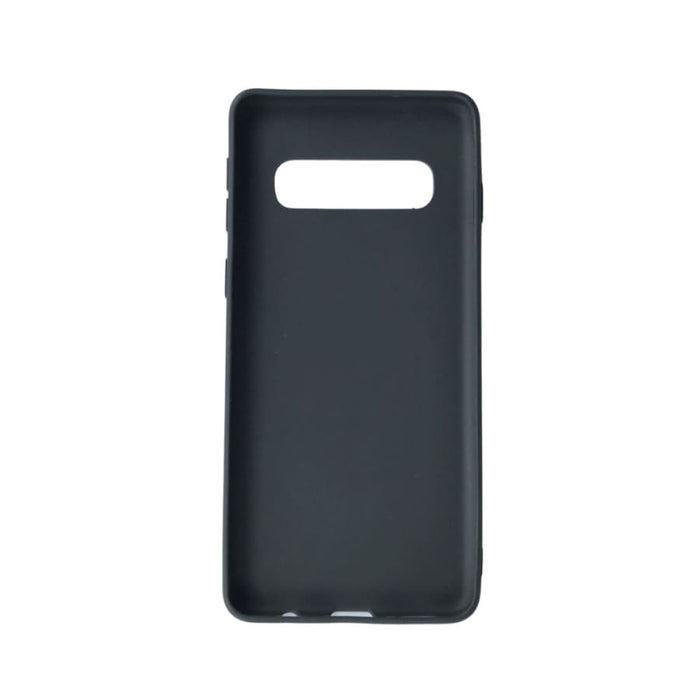 Black silicone case for Samsung Galaxy S10 by 9eight5, showing the protective phone cover with a smooth finish.