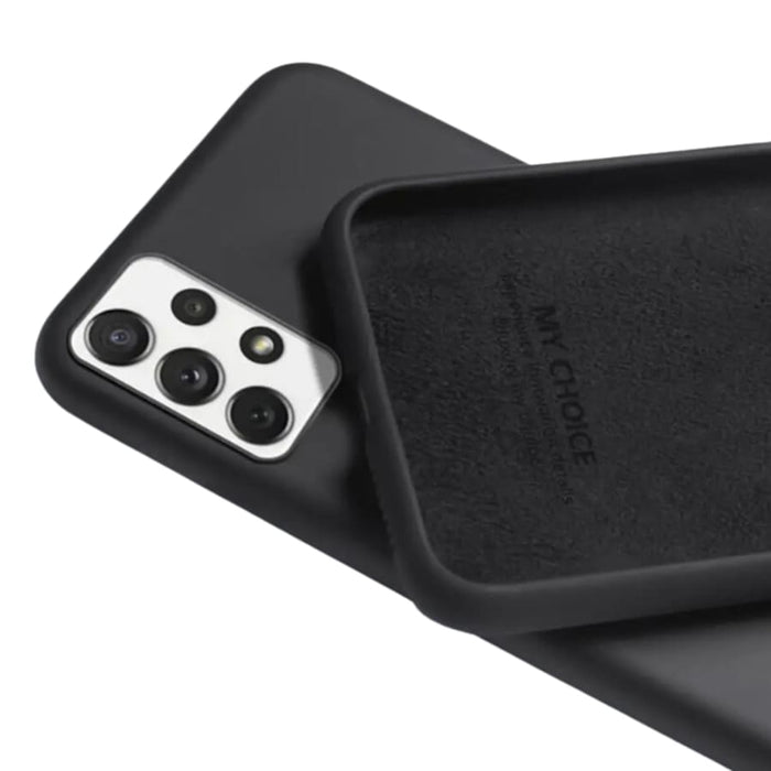Black silicone case for Samsung Galaxy S20 Plus by 9eight5, showing the sleek, protective phone case on the device.