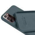 Silicone phone case for Samsung Galaxy S21 by 9eight5, showing a smooth, flexible protective cover with precise cutouts.