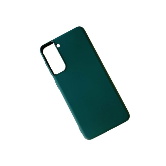 Silicone case for Samsung Galaxy S21 by 9eight5, flexible protective phone cover in vibrant color, shown on a smartphone.